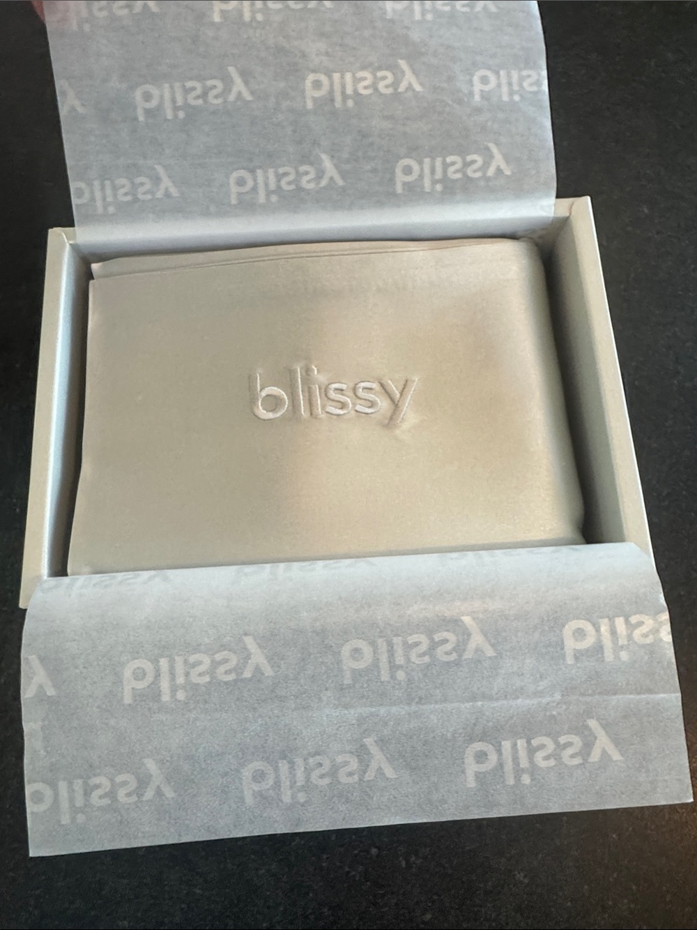 Blissy Ivory Satin Pillowcase with Embroidered Logo